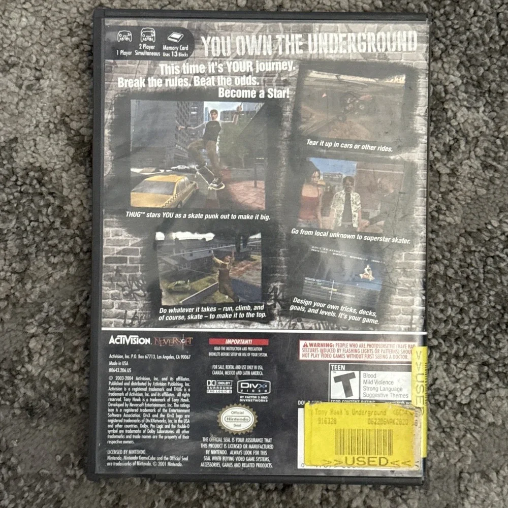 Tony Hawk's Underground 1 & 2 Lot (Nintendo GameCube)